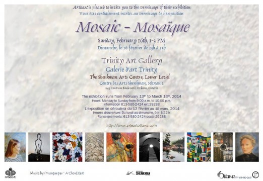 Mosaic - Mosaïque - vernissage @ The Shenkman Arts Centre, Lower Level, Trinity Art Gallery | Ottawa | Ontario | Canada